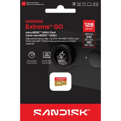 SanDisk Extreme GO microSDXC 128GB CL10 UHS-I U3 V30 A2 (240/120 MB/s)
