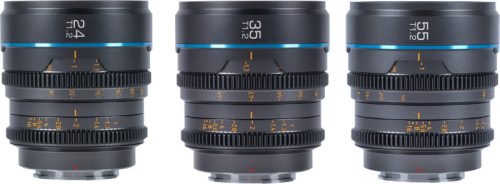SIRUI Cine Objektív Nightwalker S35 Készlet 24/35/55mm T1.2 X-Mount Fém Szürke