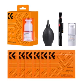  K&F Concept 4 az 1-ben tisztító készlet (tisztító toll + szilikon légfúvó + 15 ml tisztító folyadék + 6 db mikroszálas törlőkendő)