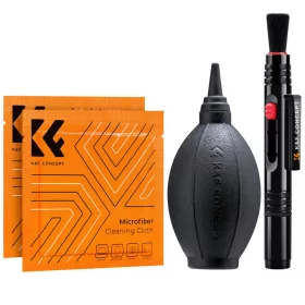   K&F Concept 3 az 1-ben tisztító készlet (tisztító toll + szilikon légfúvó + mikroszálas törlőkendő)
