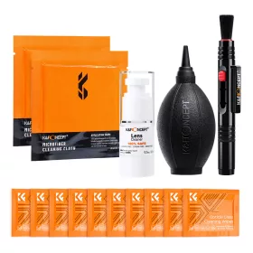   K&F Concept 15 az 1-ben tisztító készlet (tisztító toll + szilikon légfúvó + 2 db mikroszálas törlőkendő + 10 db nedves törlőkendő + 15 ml tisztító folyadék)