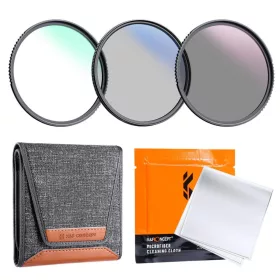   K&F Concept 67mm professzionális szűrőszett (MCUV + CPL + ND4) + tok + 3 db kendő