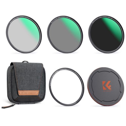K&F Concept Mágneses Objektív Szűrő Kit - (CPL +ND8 +ND64) + Objektív sapka + Tok - 55mm