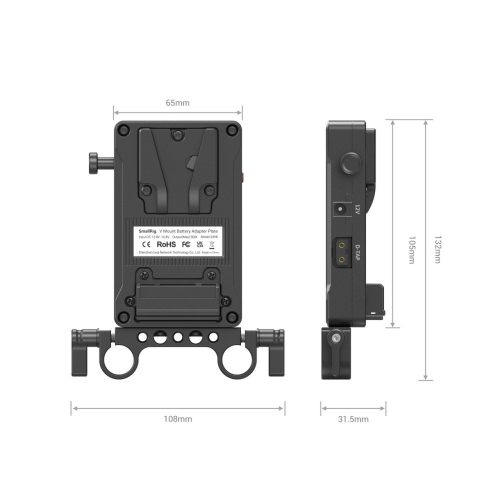 SmallRig V-mount akkumulátor-adapter lemez -alap verzió, dupla rúdrögzítő (3498)