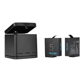   TELESIN GoPro HERO 5/ 6/ 7/ 8 2DB akkumulátor 1220 mAh + utazó Tripla-Töltő csomag (2+1db)