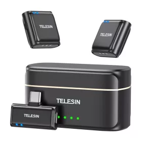   Telesin Telefonok Vezeték nélküli nyakkendő mikrofon és Powerbank (USB-C)
