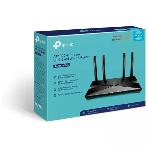 TP-LINK router Archer AX1800 vezeték nélküli 802.11ac/1800Mbps LAN/WAN (fekete)