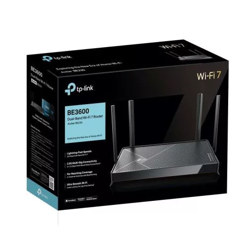 TP-Link Wi-Fi router Archer BE230 BE3600, 3600Mbps, LAN/WAN, 802.11be, Wi-Fi 7 (fekete)