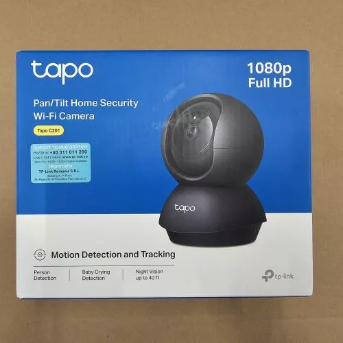 TP-Link Tapo C201 Wi-Fi beltéri forgatható biztonsági kamera 1080p, 360 fokos nézet (fekete)