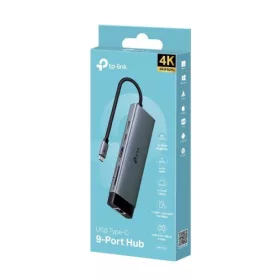   TP-Link adapter HUB 9-in-1 UH9120C Type-C – 2xType-C, 3xUSB 3.0, HDMI 4K 60Hz, RJ45, 1000Mbps, SD interface, microSD interface (fekete)