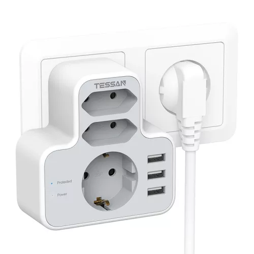Tessan Többfunkciós Fali Aljzat /USB Csatlakozó (TS-327)