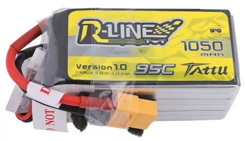 Tattu R-Line 1050mAh 22.2V 95C 6S1P XT60 LiPo Akkumulátor (TA-RL-95C-1050-6S1P)