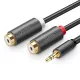 UGREEN AV109 3,5mm-es jack csatlakozó kábel, 2x RCA (Cinch), 0,25m (fekete)