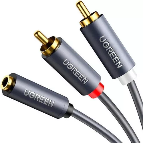 UGREEN AV102 Kábel 2x RCA (Cinch) jack 3.5 mm 1m (fekete)