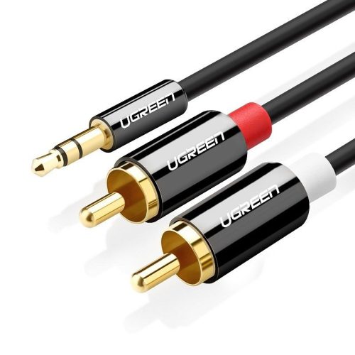 UGREEN AV116 kábel 3,5 mm-es Jack 2RCA-hoz (Cinch), 5 m (fekete)