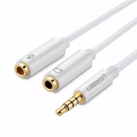  UGREEN AV141 AUX mini jack 3,5 mm audio elosztó fejhallgatóhoz + mikrofonhoz, 20 cm (fehér)