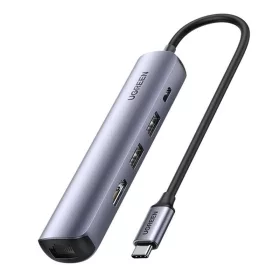   UGREEN Revodok CM418 Hub / Adapter USB-C to 2x USB, HDMI 4K 30Hz, RJ45 1Gbps, PD 100W (szürke)