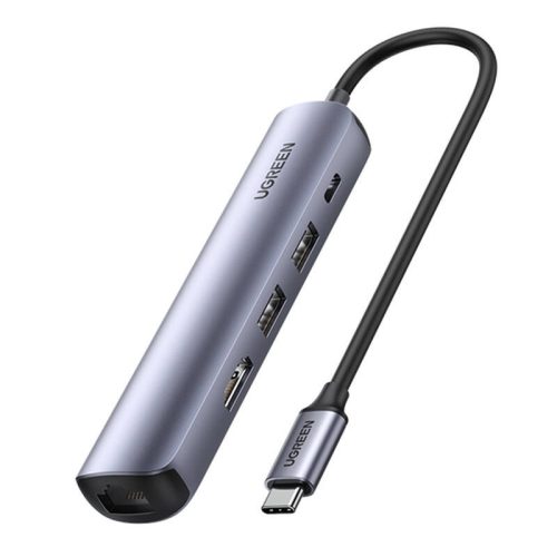 UGREEN Revodok CM418 Hub / Adapter USB-C to 2x USB, HDMI 4K 30 Hz, RJ45 1Gbps, PD 100W (szürke)