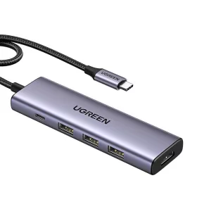   Ugreen  USB-C Hub CM511, HDMI 4K 60Hz, 3x USB 3.0 5Gbps, PD 100W (ezüst)