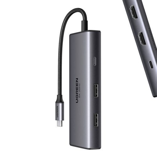 UGREEN CM498 6in1 HUB adapter USB-C - 2x USB-A 3.0, USB-C 3.0, 2xHDMI, PD