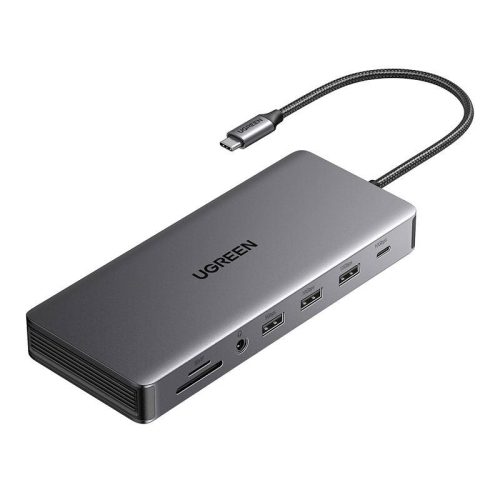 Ugreen USB-C Hub  CM681 4x USB, 2x HDMI, DisplayPort, RJ45, SD/TF, AUX, PD 100W (szürke)