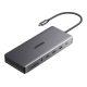 Ugreen USB-C Hub  CM681 4x USB, 2x HDMI, DisplayPort, RJ45, SD/TF, AUX, PD 100W (szürke)