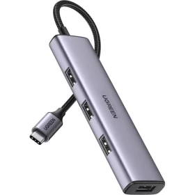   UGREEN CM473 USB-C hub/adapter 4 az 1-ben - 4x USB 3.0 - szürke