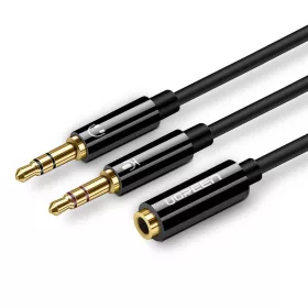   UGREEN AV140 Audio elosztó, AUX fejhallgató + mikrofon 3,5 mm-es mini jack kábel, ABS, 20cm (fekete)