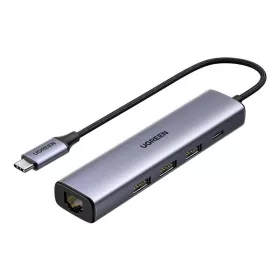   UGREEN CM473 Adapter hub, USB-C 3xUSB-A 3.0, RJ45 Gigabit (szürke)
