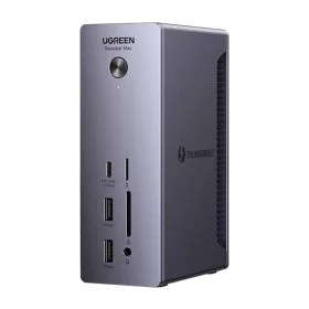   UGREEN U710 Dokkolóállomás 2x Thunderbolt 4, DisplayPort 8K 30Hz, 4x USB, USB-C, RJ45, SD/TF, AUX, PD 90W (szürke)