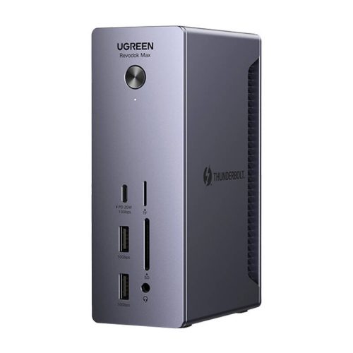 UGREEN U710 Dokkolóállomás 2x Thunderbolt 4, DisplayPort 8K 30Hz, 4x USB, USB-C, RJ45, SD/TF, AUX, PD 90W (szürke)