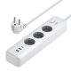 Ugreen CD286 Elosztó - 3x AC, 2x USB, USB-C, 30W - 2m (fehér)