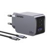UGREEN Nexode Pro Fali töltő, USB + 2x USB-C, 65W + USB-C kábel 1,5m (fekete)