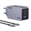 Ugreen Nexode Pro 100W Fali Töltő GaN, USB + 2x USB-C (szürke)