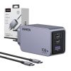 Ugreen Nexode Pro 100W Fali Töltő GaN, USB + 2x USB-C (szürke)