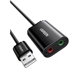   UGREEN USB-2x Jack 3.5 TRS Audió Átalakító - Mikrofon Adapter [US205]