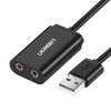 UGREEN 15cm USB külső hangkártya (Fekete)