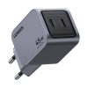 Ugreen Nexode Pro 45W Fali Töltő , 2x USB-C (szürke)