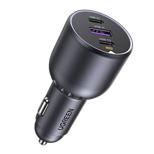 Ugreen EC705 2x USB-C + USB Autós Töltő - 130W (fekete)