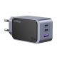 Ugreen Nexode Air 65W Feli Töltő, USB + 2x USB-C (szürke)