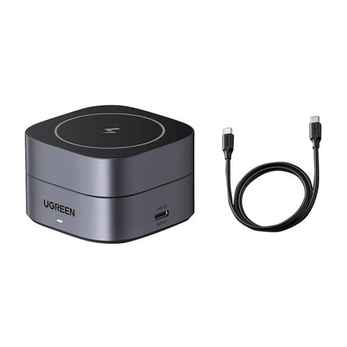Ugreen W256 Qi Vezeték Nélküli Töltő 2in1 for iPhone, AirPods , 20W (fekete) + USB-C to USB-C kábel 1m