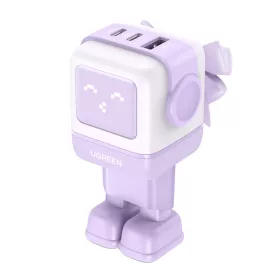   UGREEN Nexode RG Fali töltő (Robot GaN), 2x USB-C + USB, 65W (lila)