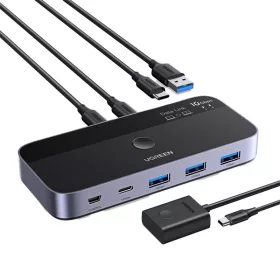 UGREEN CM691 USB-C 2x4 kimeneti switch - szürke