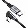 UGREEN USB-C - USB-C Kábel, ferde, QC3.0, PD, 3A, 60W, 1m (Fekete)