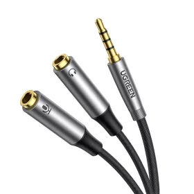   UGREEN AV192 AUX audio elosztó kábel, mini jack 3,5 mm fejhallgató + mikrofon, 20 cm (szürke)