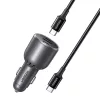 UGREEN 130W Autós Töltő USB És 2x /USB-C Csatlakozó , - 1m 5A Kábel (55511)