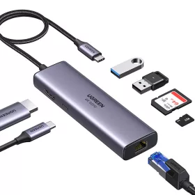   UGREEN CM512 USB-C hub/adapter 2x USB 3.0, HDMI 4K, RJ45, SD/TF, PD