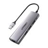 UGREEN CM266 5in1 HUB Adapter USB, 3x USB 3.0, micro USB, RJ45 (szürke)