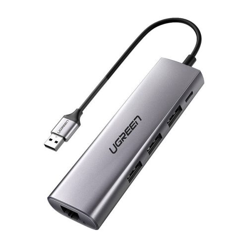 UGREEN CM266 5in1 HUB Adapter USB, 3x USB 3.0, micro USB, RJ45 (szürke)