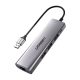 UGREEN CM266 5in1 HUB Adapter USB, 3x USB 3.0, micro USB, RJ45 (szürke)